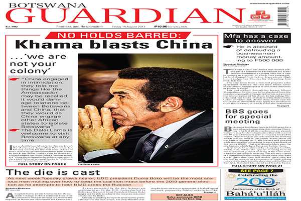 Khama blasts China