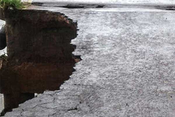 A3 road along Nata village damaged   in the wake   of flash floods