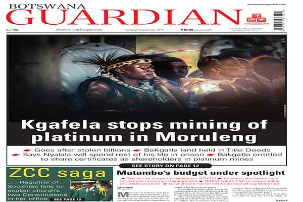 Kgafela stops mining of platinum in Moruleng